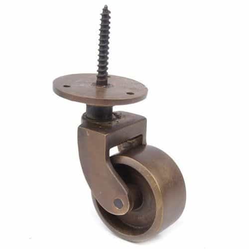 Restorers Threaded Screw Solid Brass Caster - 1 1/4 Inch Wheel