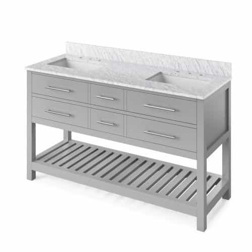 Jeffrey Alexander Grey Wavecrest Double Vanity & White Carrara Marble