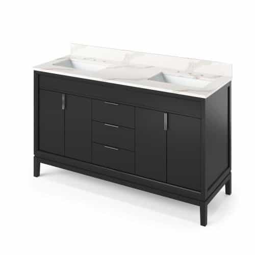 Jeffrey Alexander Black Theodora Double Vanity & Calacatta Quartz