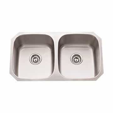 Hardware Resources 16 Gauge Stainless Double Bowl Kitchen Sink