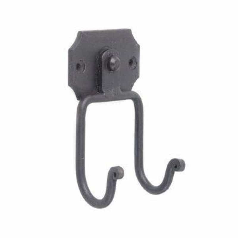 Restorers Oil Blackened Iron Decorative Double Coat Hat Hook