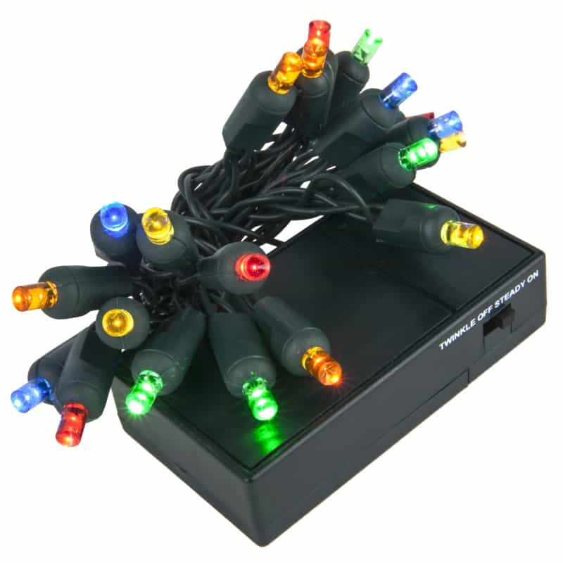 Multicolor Battery Operated 5Mm Led Lights, Green Wire