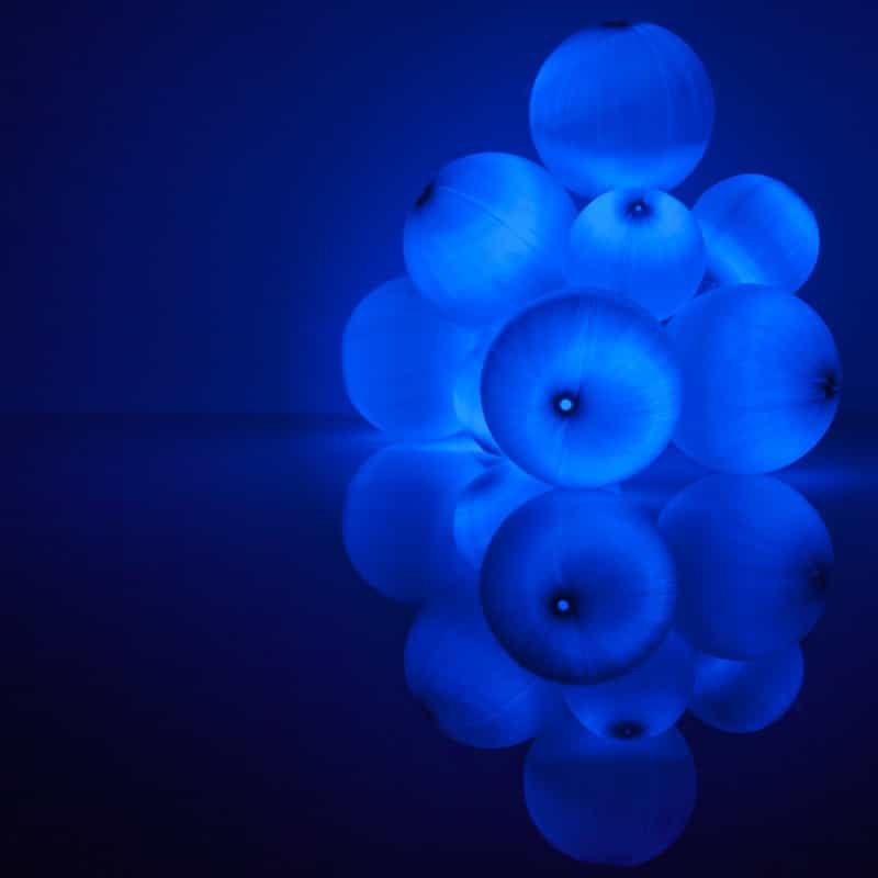 Battery Operated Blue Ball Ornament Light Set, 10 Blue Led Lights