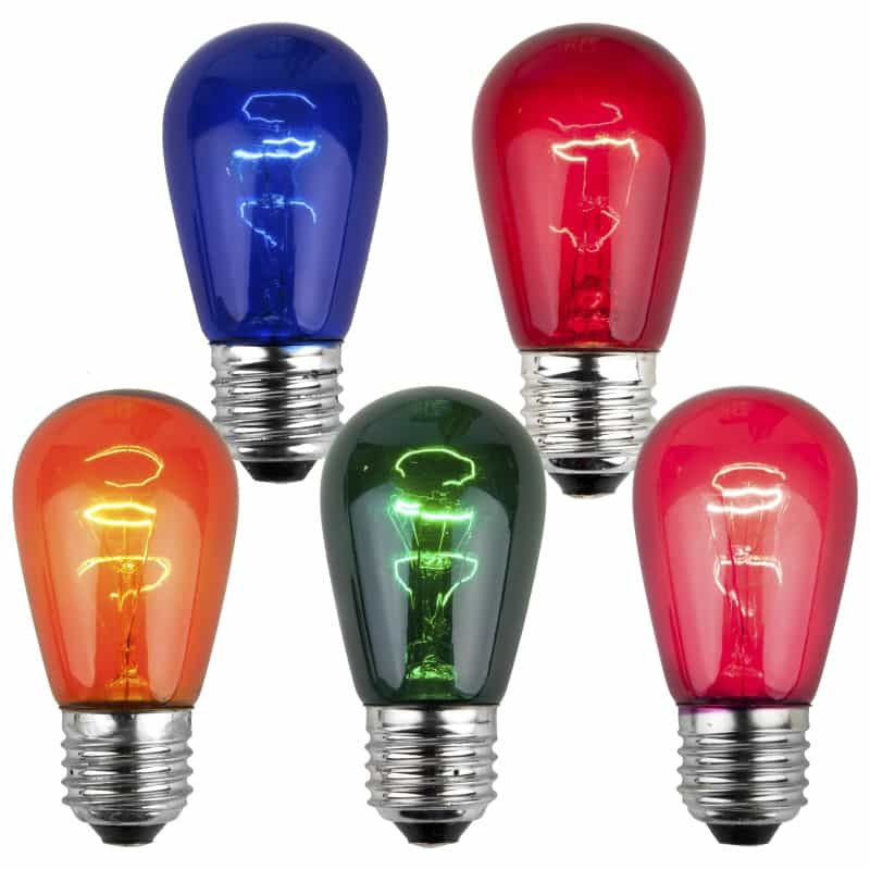 S14 Multicolor Transparent Bulbs, E26 - Medium Base