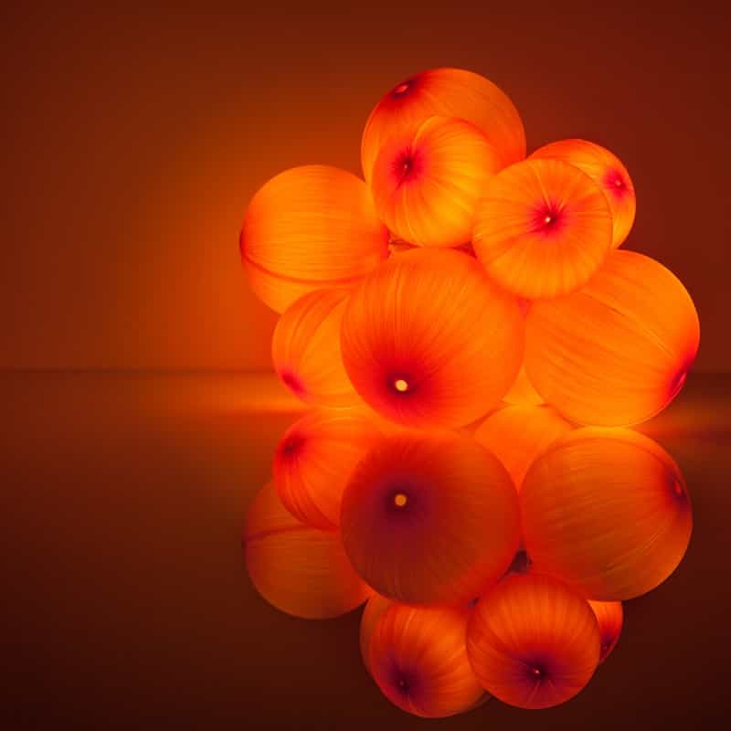 Battery Operated Orange Ball Ornament Light Set, 10 Amber Led Lights