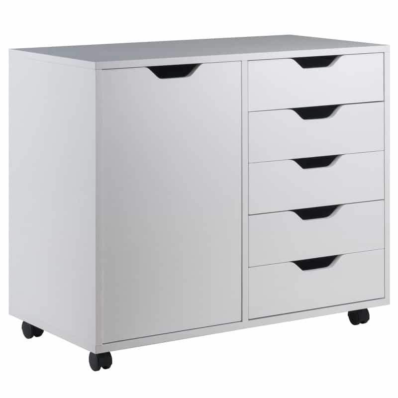 Halifax 5-Drawer, Side Storage Mobile Cabinet, White
