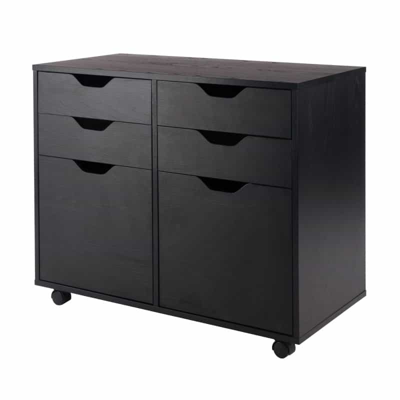 Halifax 2-Door, 4-Drawer Mobile Cabinet, Black