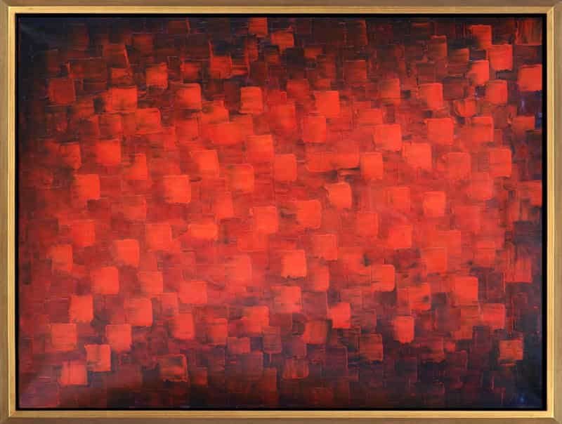 Framed Abstract Red Blocks