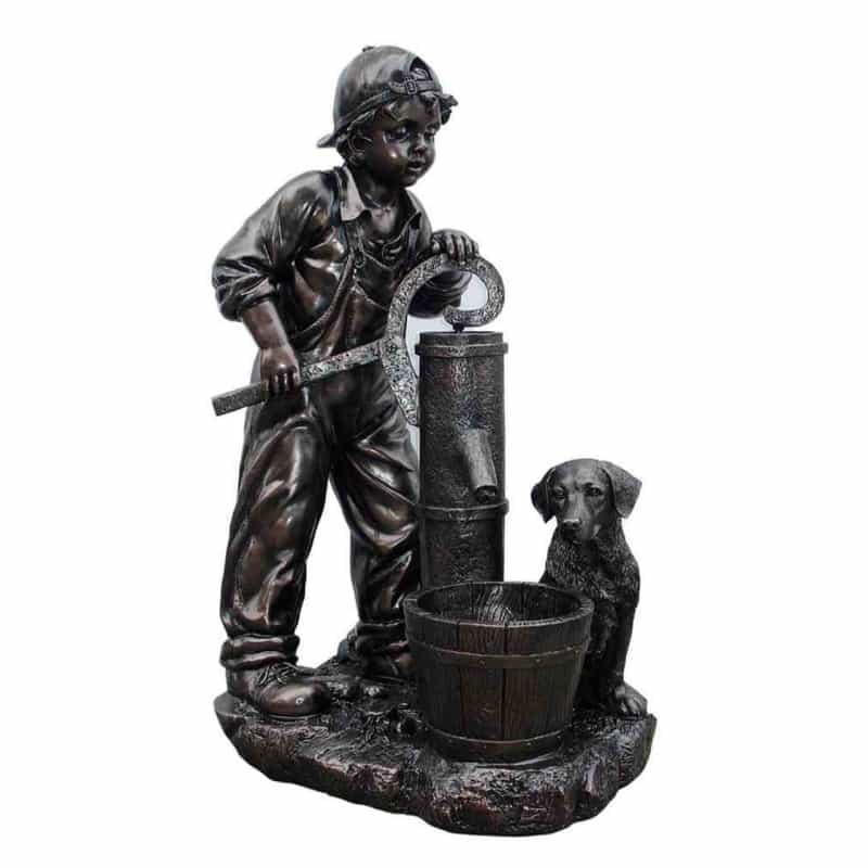 Boy Pumping Water Fountain