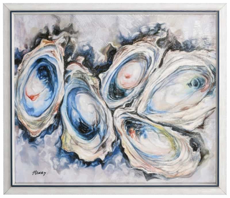 Five Oysters With Blue Accent Frame