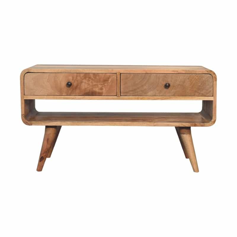 Reverse Curve Oak-Ish Media Unit