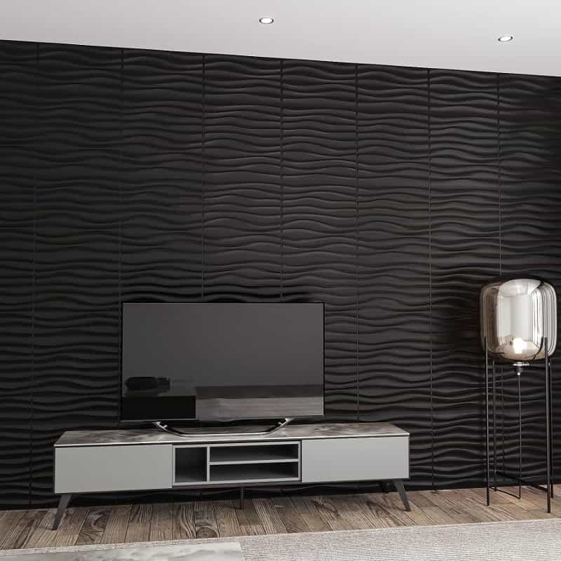 Plastic 3D Wall Panel Pvc Wave Wall Design, White, 12 Tiles 32 Sf