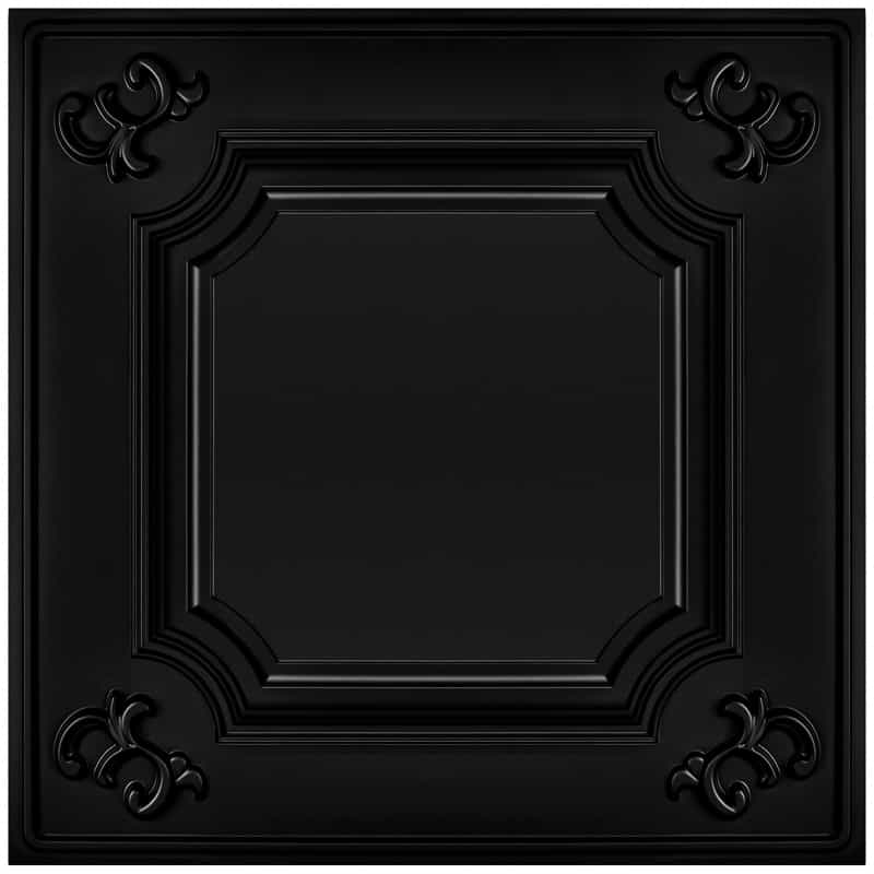 Art3d Drop Ceiling Tiles 24X24 In Black (12-Pack, 48 Sq.Ft), Wainscoting Panels Glue Up 2X2