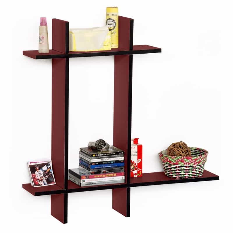 Leather Cross Type Sheve / Book Shelve - Blazing Fire-b