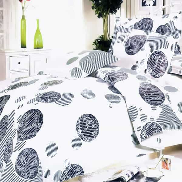 100% Cotton 4Pc Duvet Cover Set - White Gray Marbles