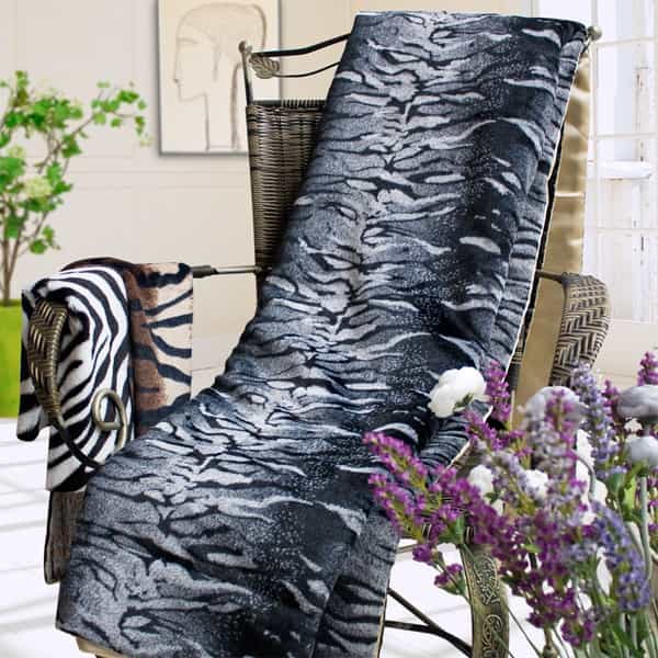 Micro Mink Fur Throw Blanket W - Tiger Gray