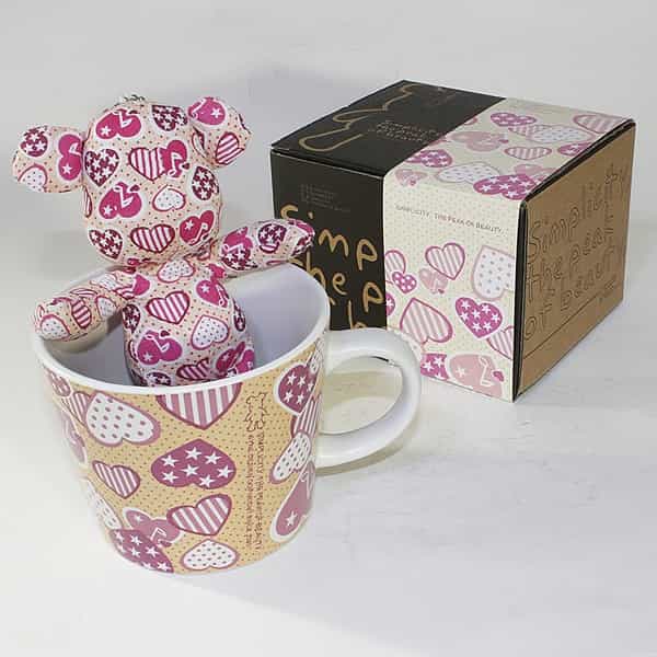 Sync - Stuffed Bear Mug - Heart Pink
