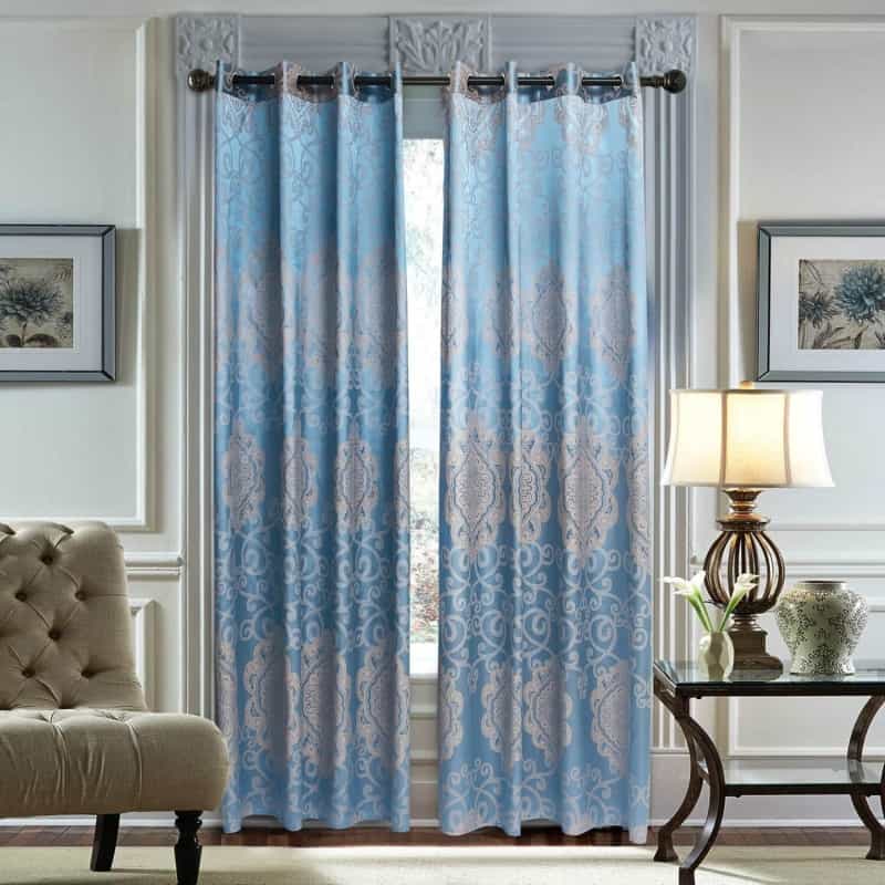 Curtains Damask Jacquard Grommet Semi-Blackout, Tall 60X100, Caen By Dolce-Mela