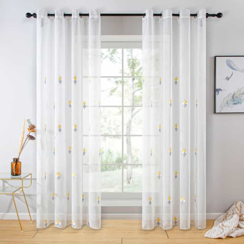 Sheer Curtain Panel White Window Treatments;* Dolce Mela - On Sale Now * - Dolce Mela -Calabria