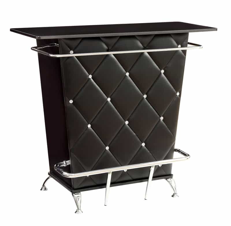 Contemporary Style Leatherette Padded Bar Table With Button Tufting, Black