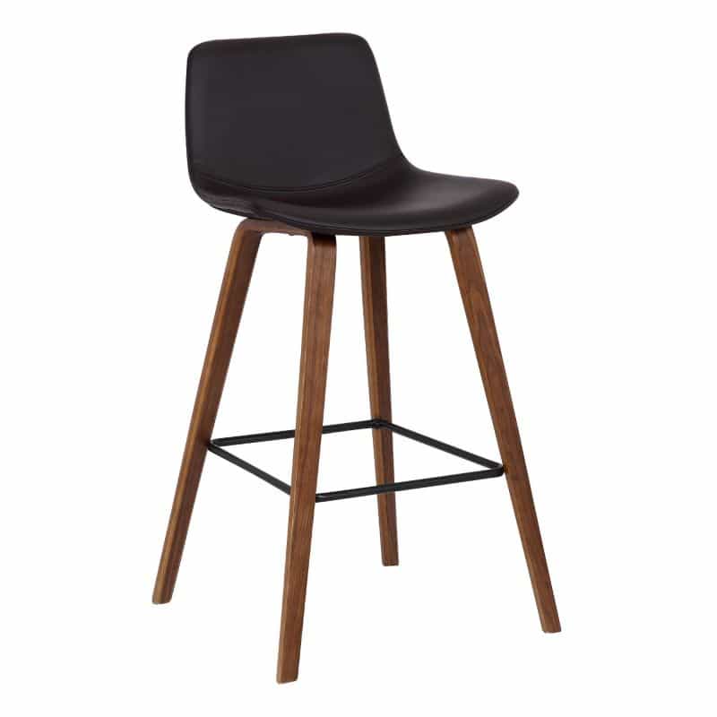 35 Inch Wooden Barstool With Leatherette Seat, Brown