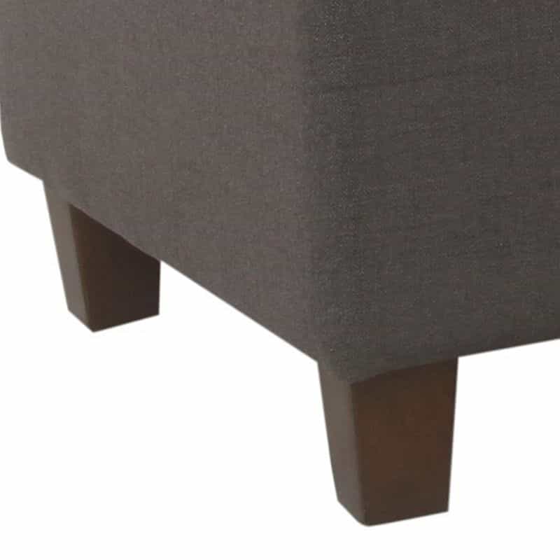 Fabric Upholstered Button Tufted Wooden Bench With Hinged Storage, Dark Gray And Brown