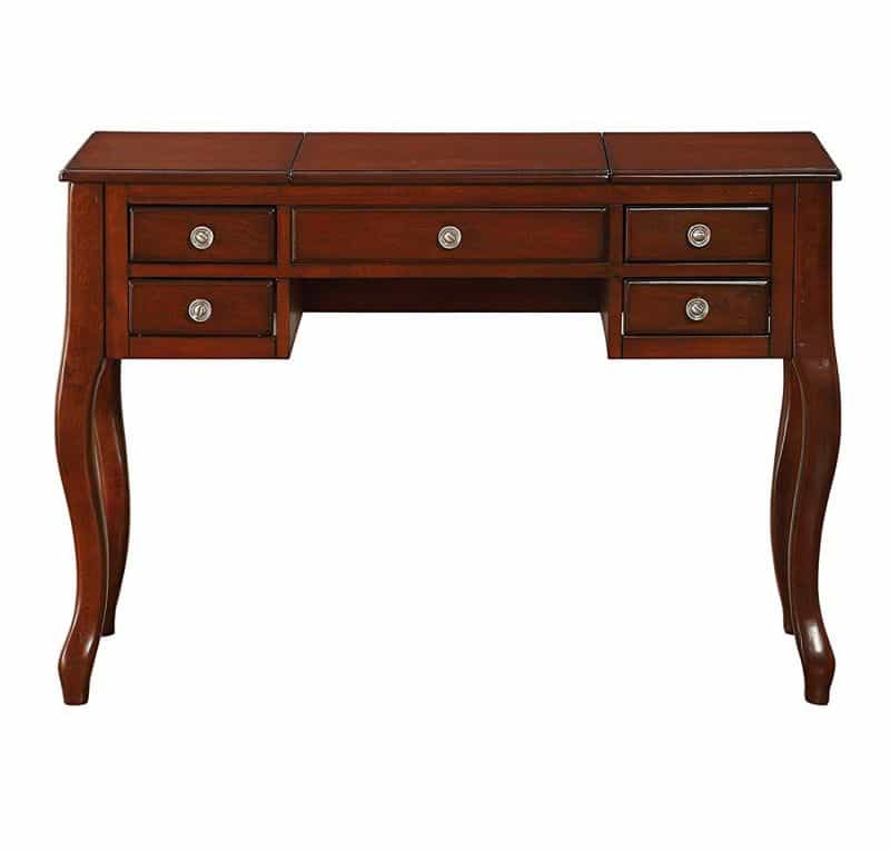 Cherub Vanity Set Featuring Stool And Flip-Up Mirror Cherry Brown