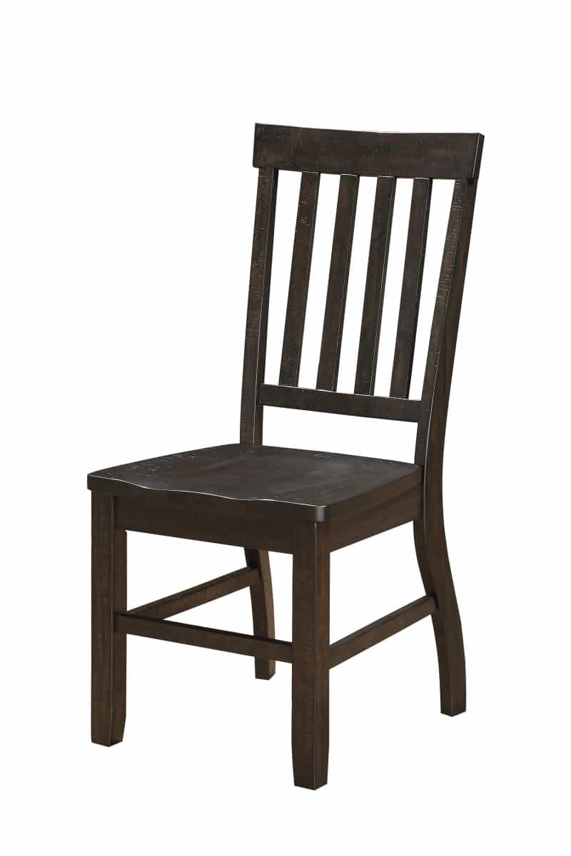 Wooden Dining Side Chairs With Slated Style Back, Set Of Two, Brown