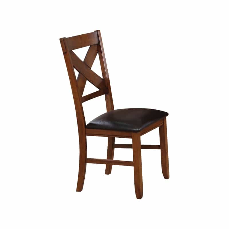 Dining Chair, Vegan Faux Leather, X Backrest, Set Of 2, Brown