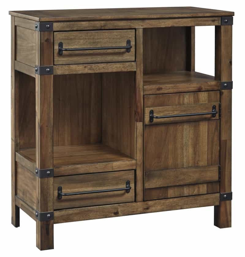 2 Drawer And 1 Door Accent Cabinet With 2 Open Compartments, Brown