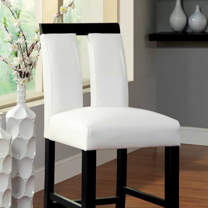 Luminar Ii Contemporary Counter Height Chair, White And Black Finish, Set Of 2