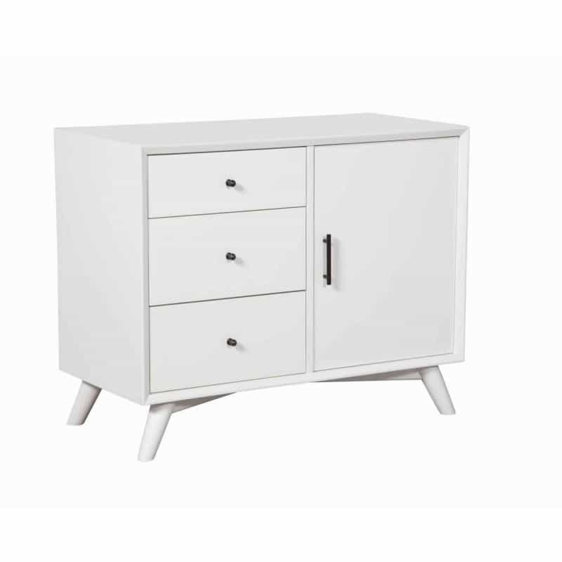 Wooden Accent Cabinet With 3 Drawers And 1 Door, White