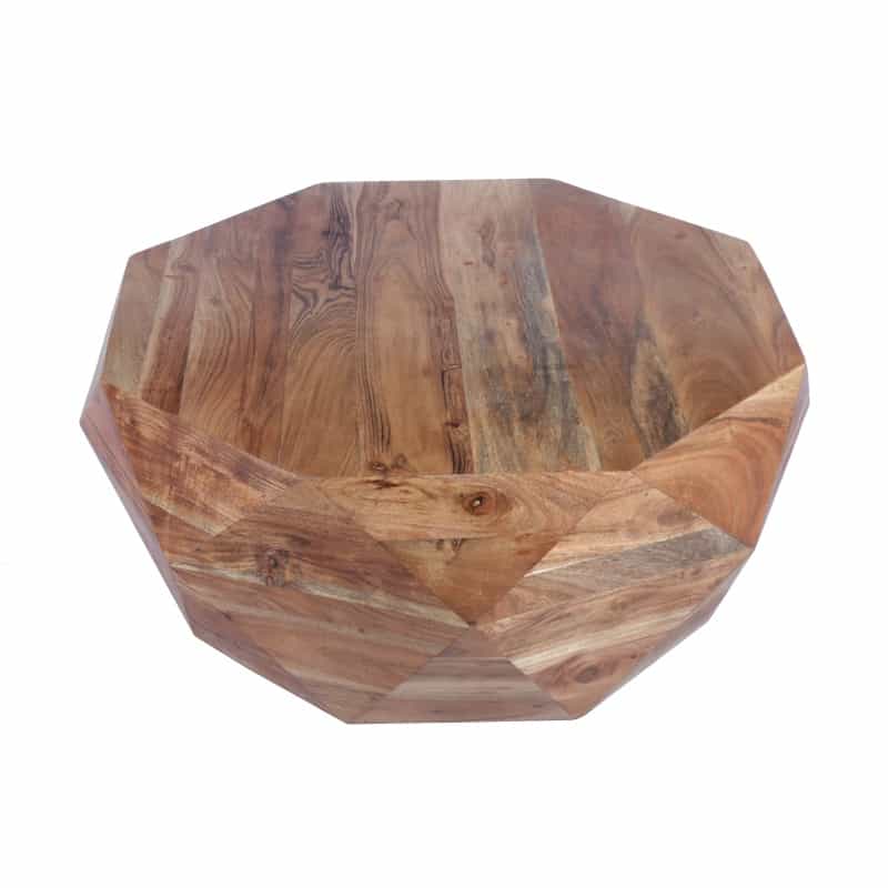 Bon 33 Inch Diamond Shape Acacia Wood Coffee Table With Smooth Top, Natural Brown