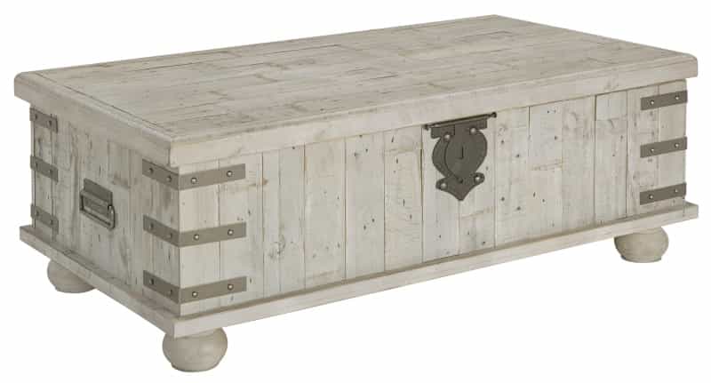 Wooden Lift Top Cocktail Table With Metal Handles And Bun Feet, White