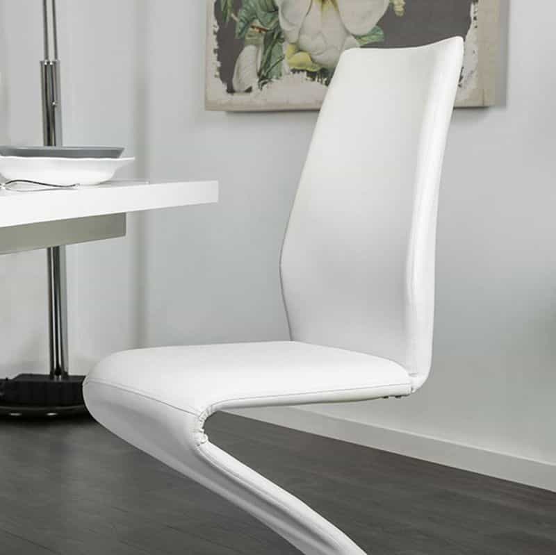 Leatherette Side Chair With U Shaped Metal Base, Set Of 2, White And Chrome