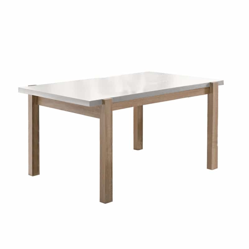 Rectangular Wooden Dining Table With Straight Legs, White And Brown