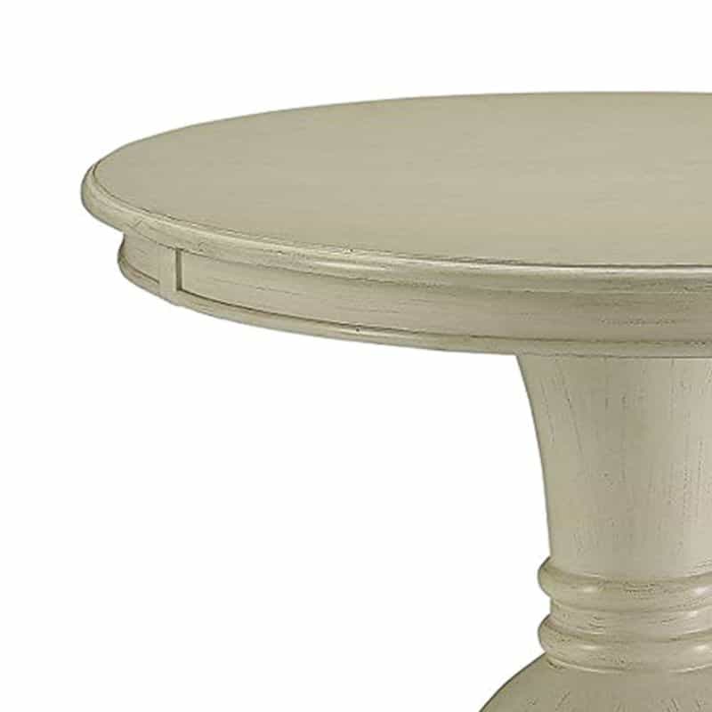 Wooden Accent Table With Pedestal Base, Antique White