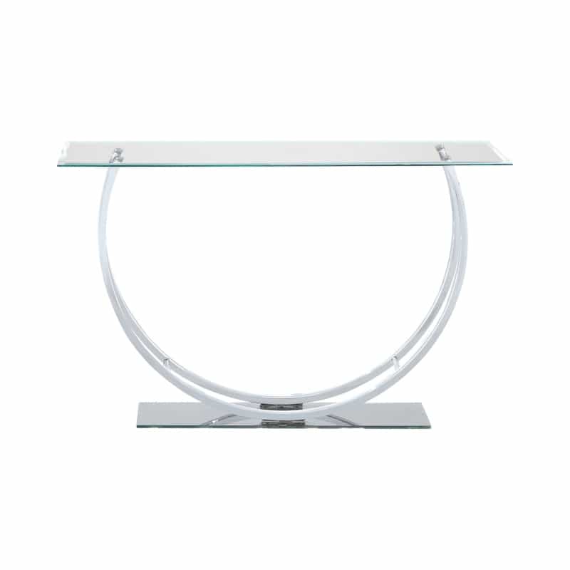 Contemporary U Shape Glass Tabletop Sofa Table, Silver