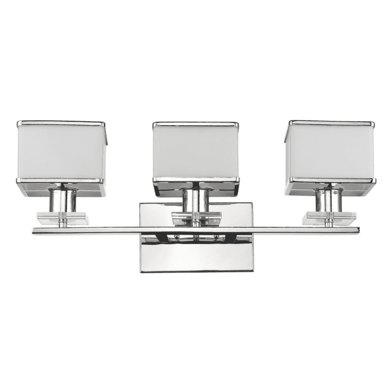 Trilluminate Contemporary 3 Light Chrome Finish White Opal Glass Bath Vanity Wall Fixture 24" Wide