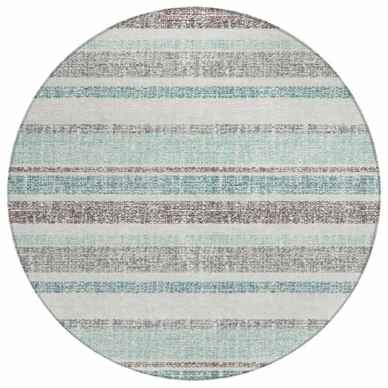 Machine Washable Indoor/Outdoor Chantille Acn2122 Teal 8' X 8' Round Rug