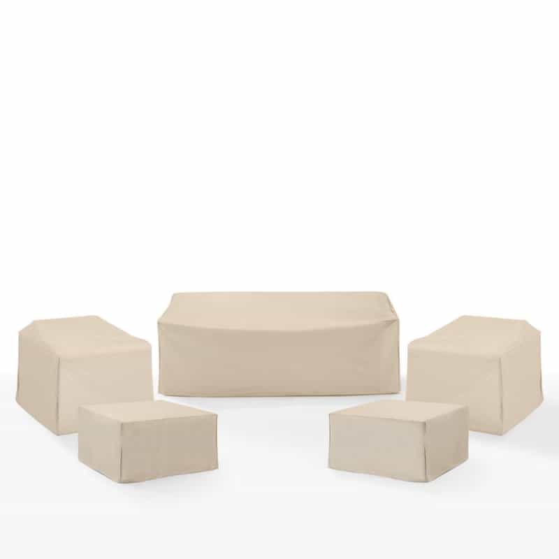 5Pc Outdoor Furniture Cover Set - 2 Chair, 2 Square Table/Ottoman, & 1 Sofa