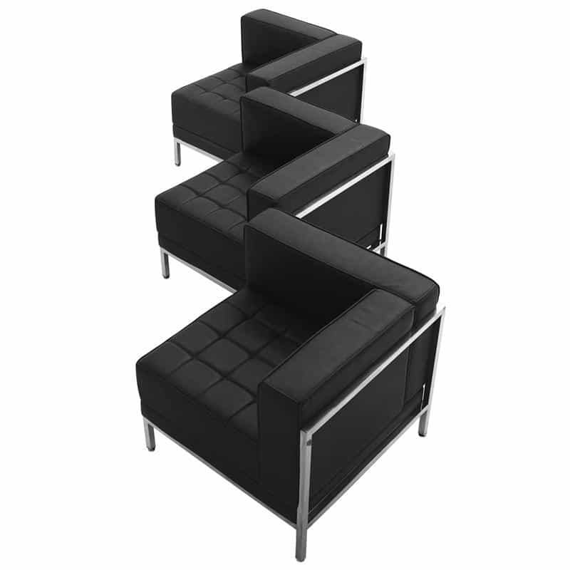 Imagination Black Leathersoft 3 Piece Corner Chair Set