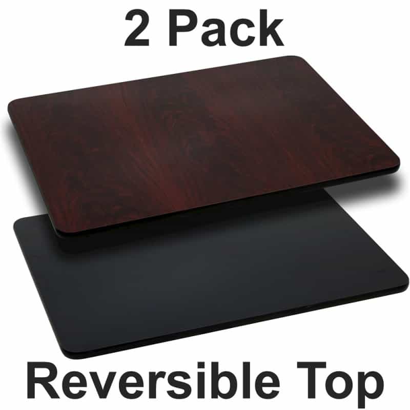 2 Pk. 30'' X 48'' Rectangular Table Top With Black Or Mahogany Reversible Top