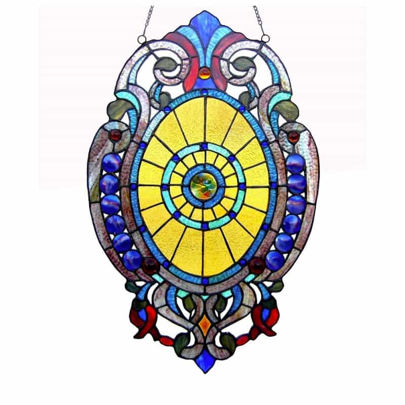 Webster Tiffany-Glass Victorian Window Panel 15X23