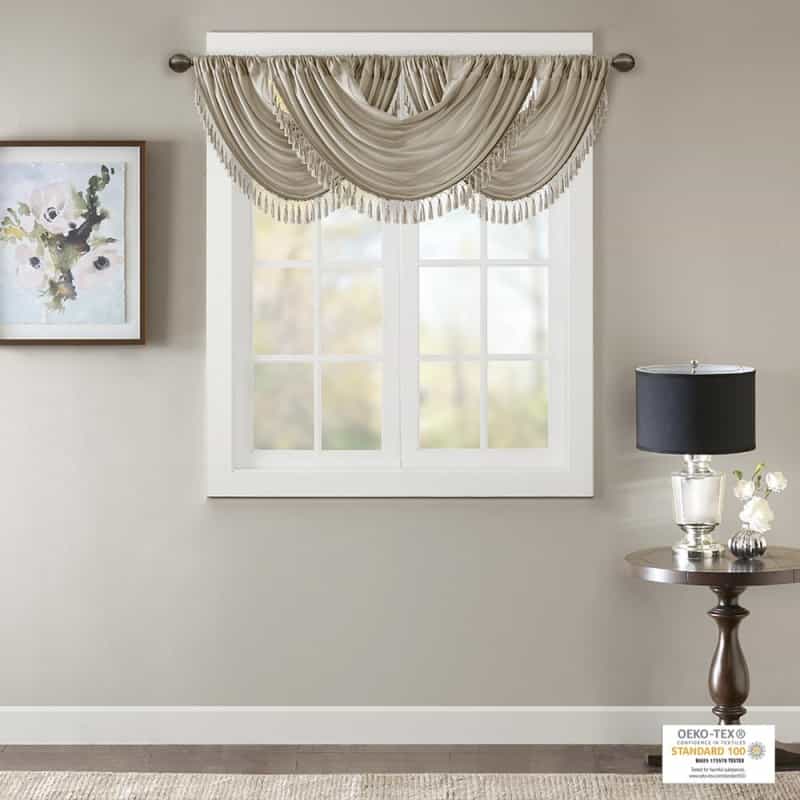 Faux Silk Waterfall Embellished Valance