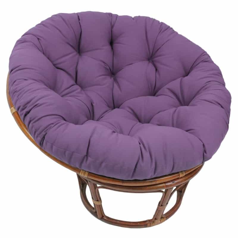42-Inch Rattan Papasan Chair With Solid Twill Cushion