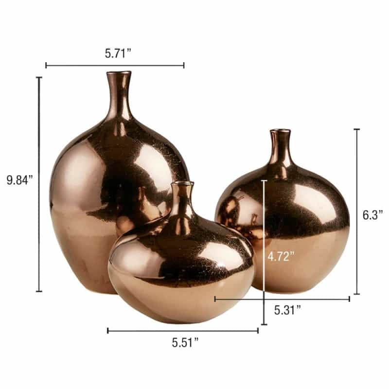 Mirrored Ceramic Decorative Vases 3-Piece Set