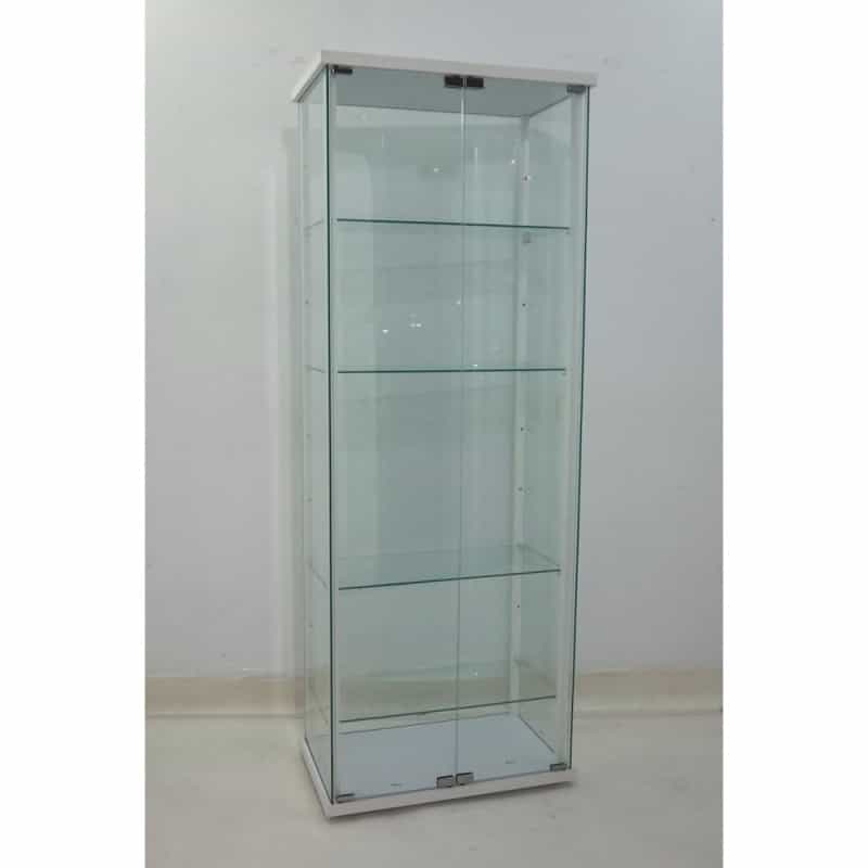 Delphinium 4-Shelf Clear Glass Curio Display Cabinet White