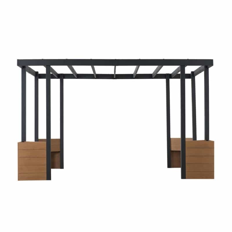 Sunjoy Marbella 10 X 12Ft. Outdoor Patio Black Steel Frame Pergola With Planters