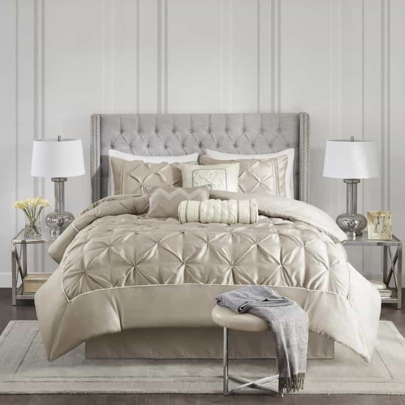 Laurel 100% Polyester Pieced Pleated 7Pcs Tufted Comforter Set
